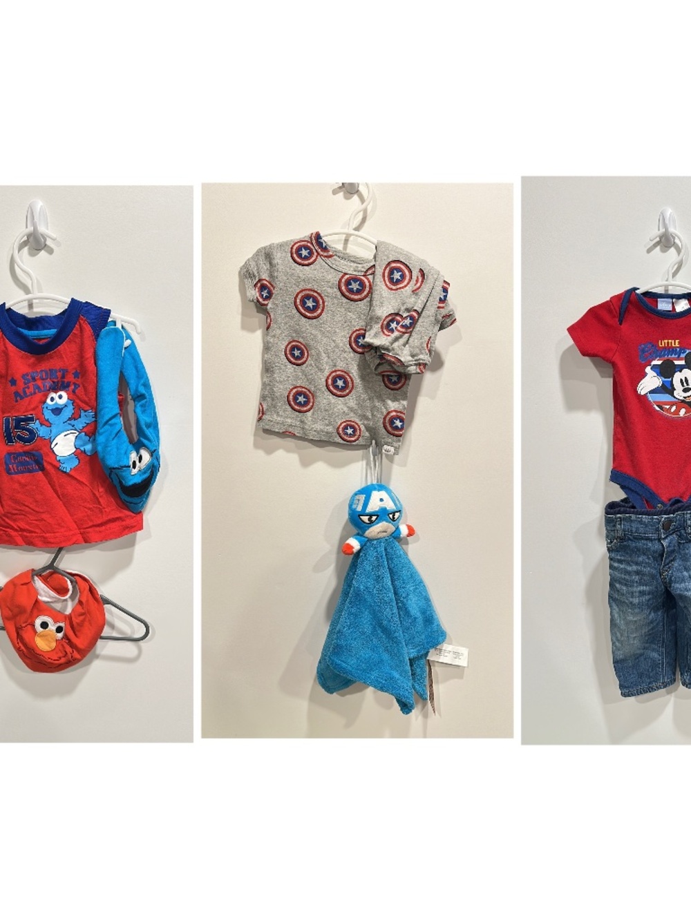 3 for $25 Character Boy Clothing Captain America Cookie Monster Mickey